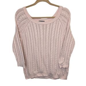 American Eagle Outfitters Womens L Light Pink Scoop Neck Thin Cable Knit Sweater